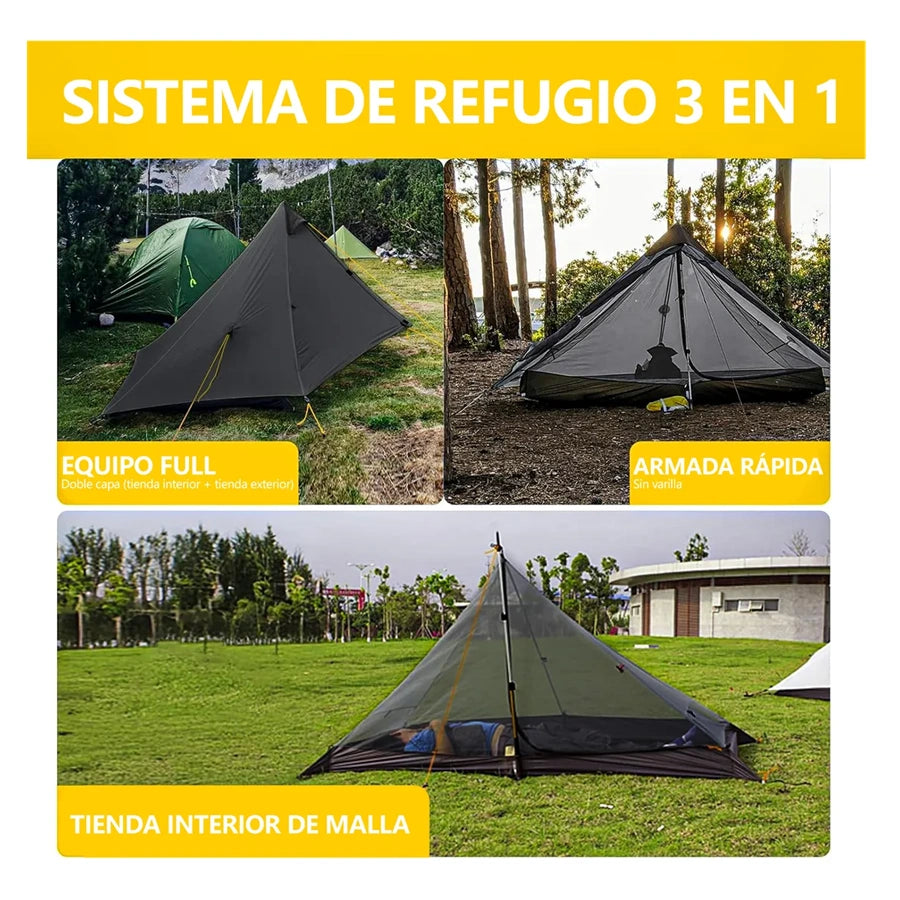 Sandiario Carpa Piramidal de 1 Persona Individual sin Varilla
