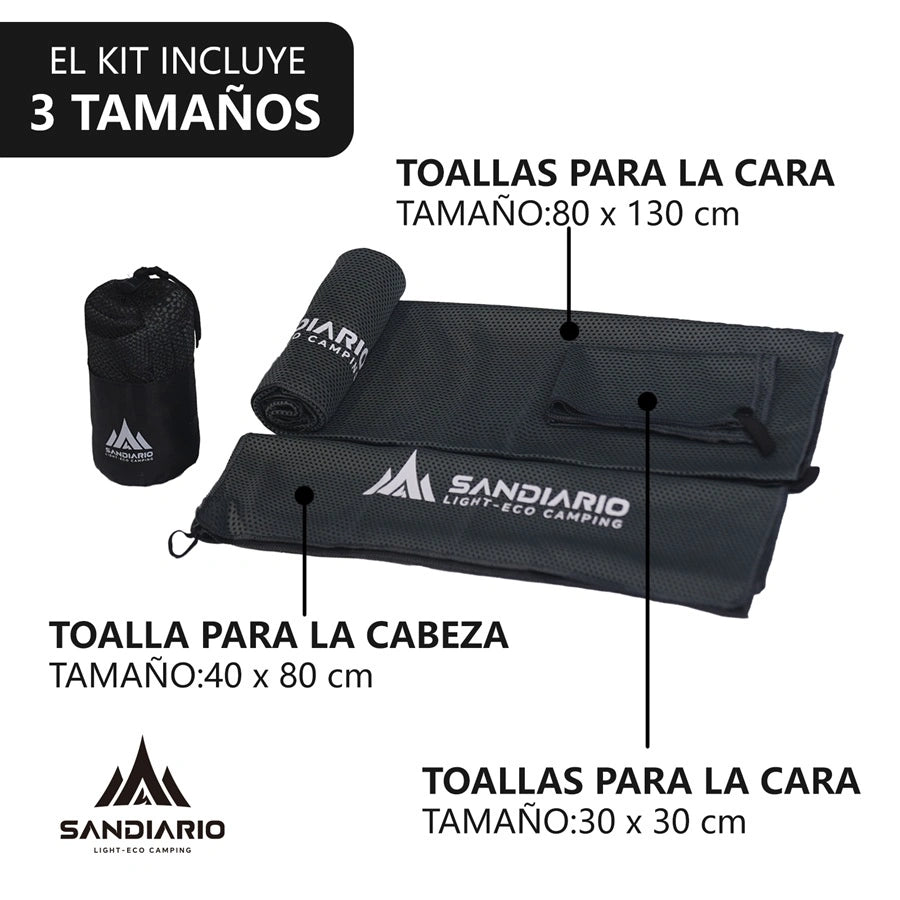 Sandiario Set de 3 Toallas de Secado Rápido
