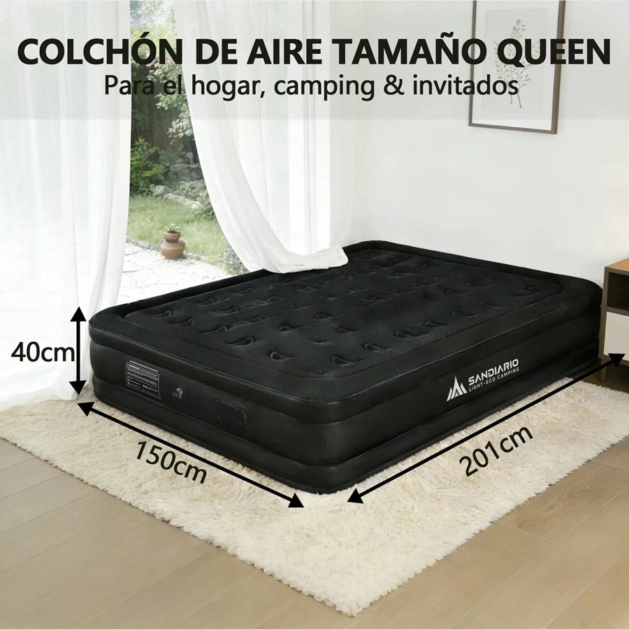 Sandiario Colchón Queen Inflable con Bomba Integrada