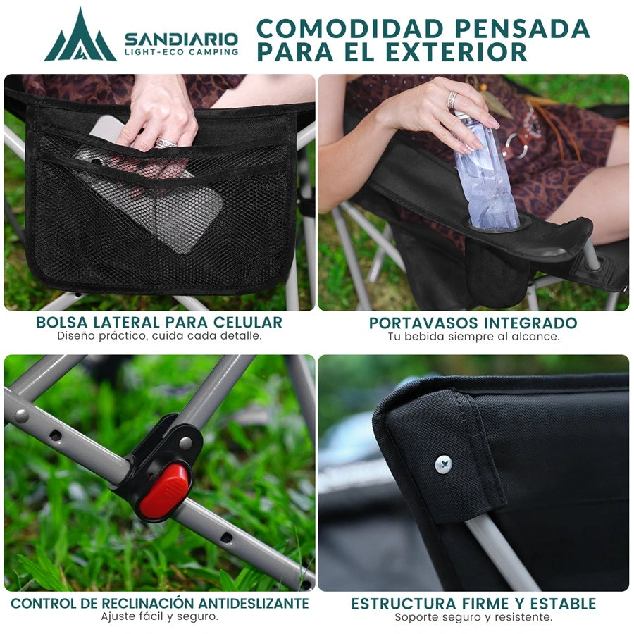 Sandiario Sillón de Playa Reclinable con Reposapiés