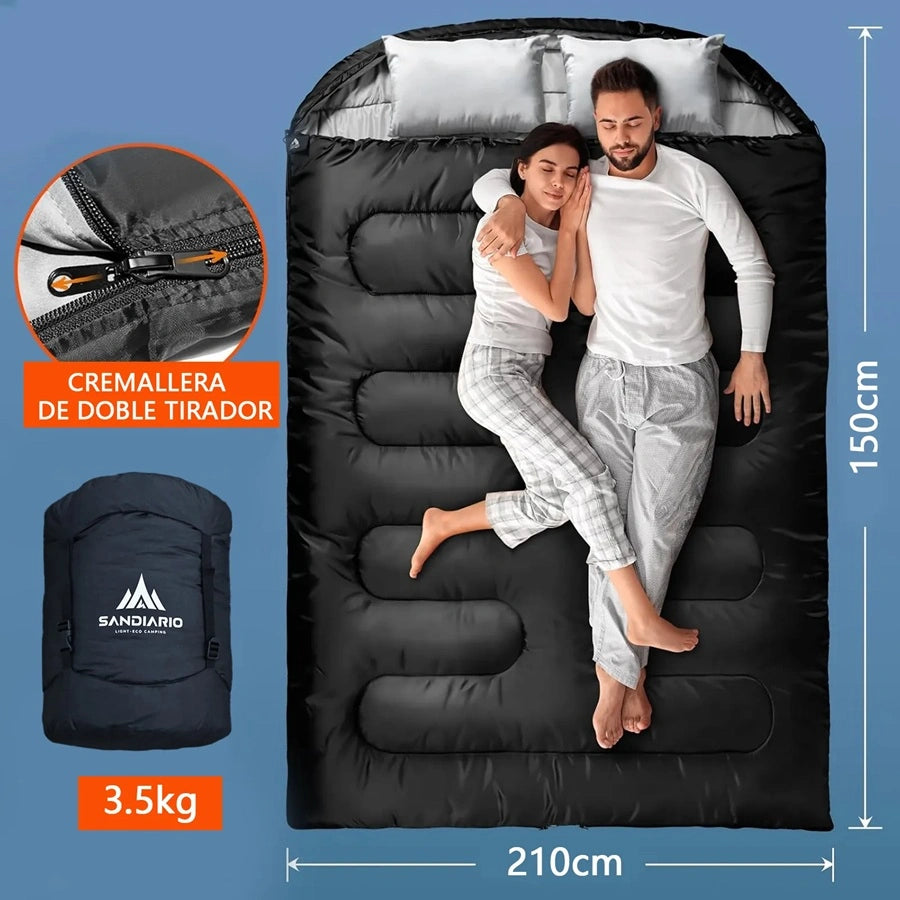 Sandiario Saco de Dormir Doble Envolvente de Algodón