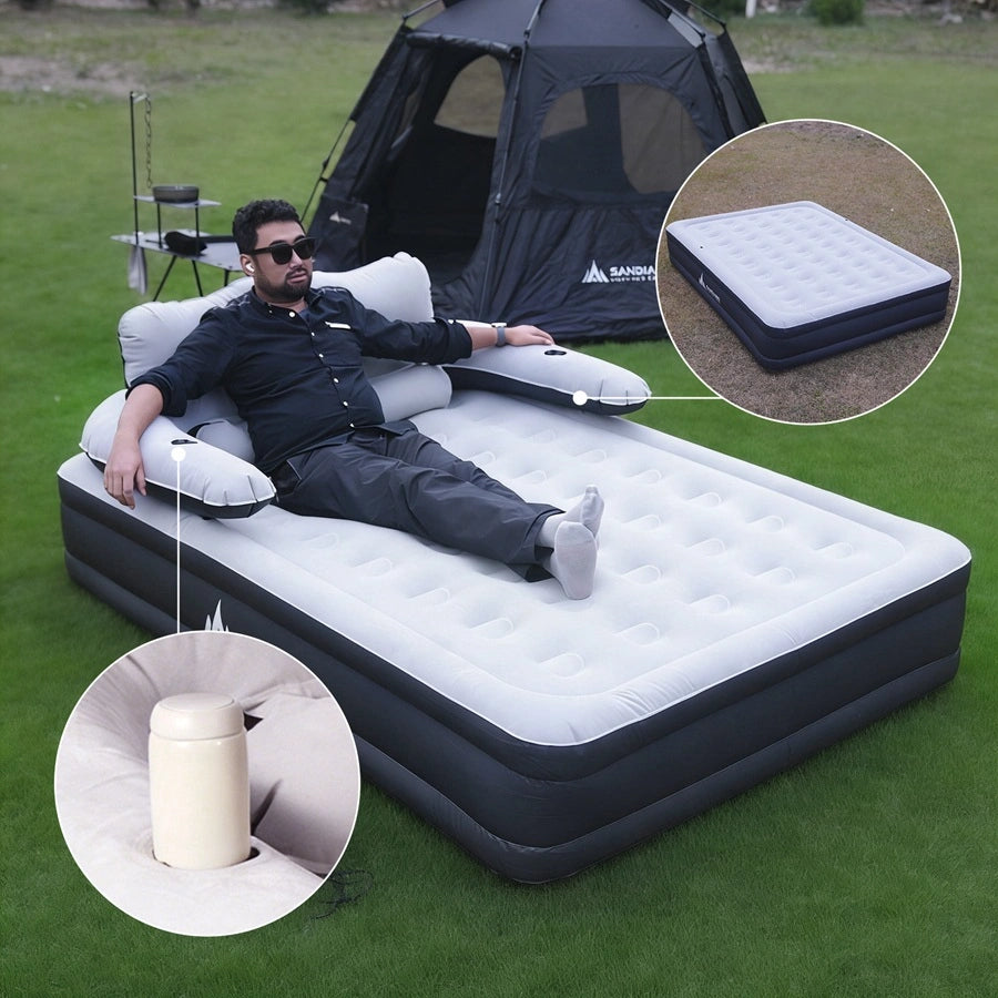 Sandiario Colchón Inflable Matrimonial con Cabecera y Bomba